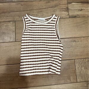 Striped Brown and White Tank Top